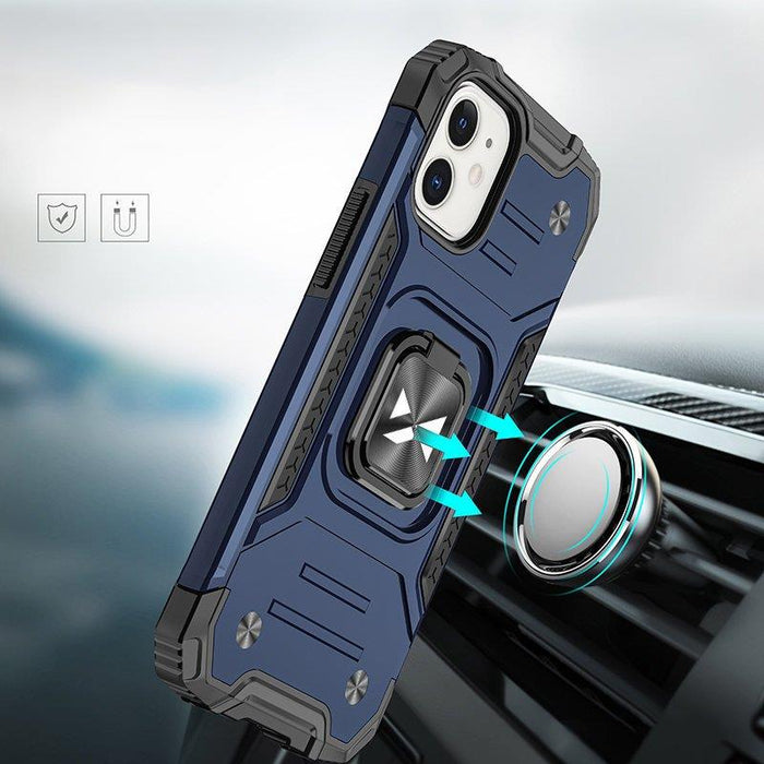 Wozinsky Ring Armor case for iPhone 14 armored cover magnetic holder ring blue - Cell phone cases and covers<<<HurtelXML