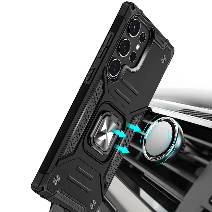 Wozinsky Ring Armor case for Samsung Galaxy S23 Ultra armored cover magnetic holder ring black - Cell phone cases