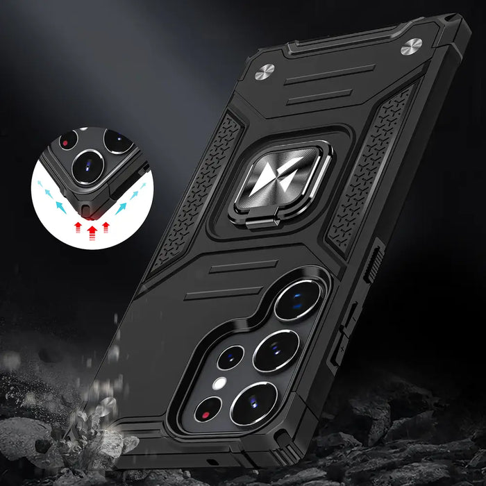 Wozinsky Ring Armor case for Samsung Galaxy S23 Ultra armored cover magnetic holder ring black - Cell phone cases