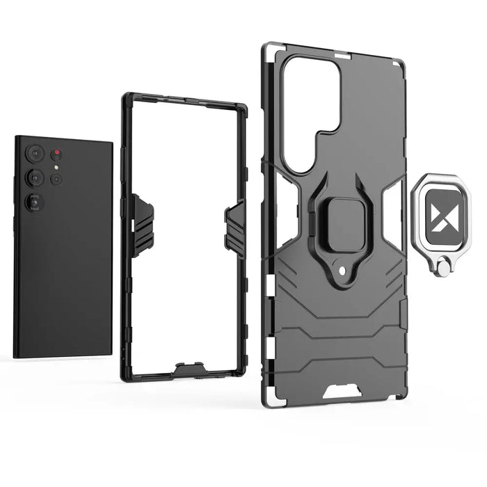 Wozinsky Ring Armor case for Samsung Galaxy S23 Ultra armored cover magnetic holder ring black - Cell phone cases