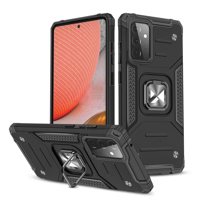 Wozinsky Ring Armor Case Kickstand Tough Rugged Cover for Samsung Galaxy A72 4G black - Cell phone cases