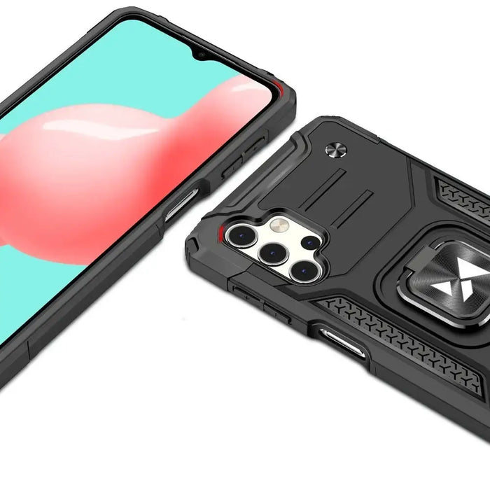 Wozinsky Ring Armor Case Kickstand Tough Rugged Cover for Samsung Galaxy A32 4G black - Cell phone cases