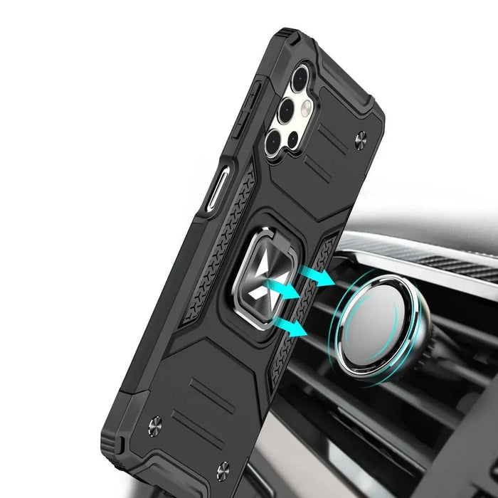 Wozinsky Ring Armor Case Kickstand Tough Rugged Cover for Samsung Galaxy A32 4G black - Cell phone cases