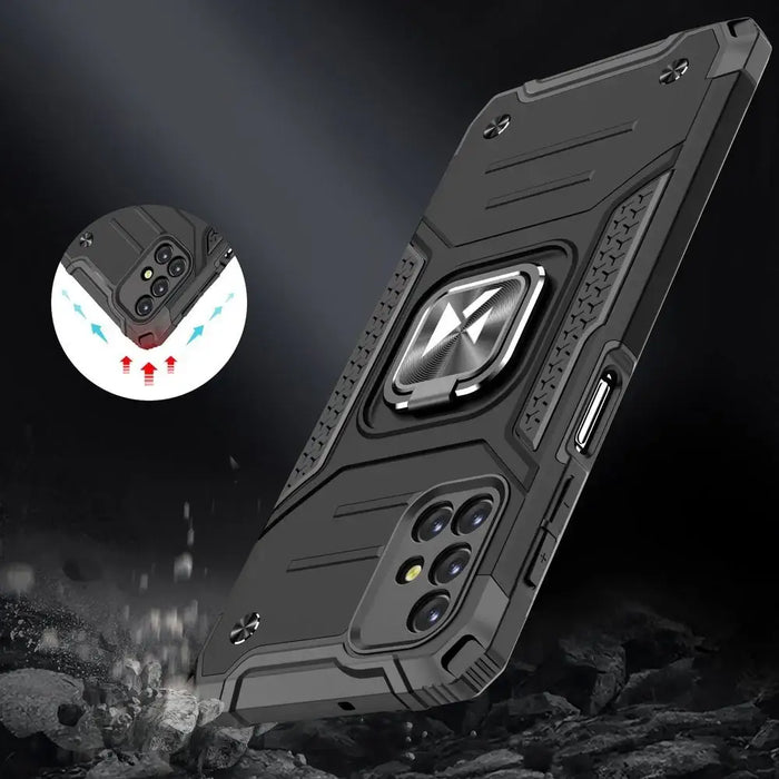 Wozinsky Ring Armor Case Kickstand Tough Rugged Cover for Samsung Galaxy M31s silver - Cell phone cases