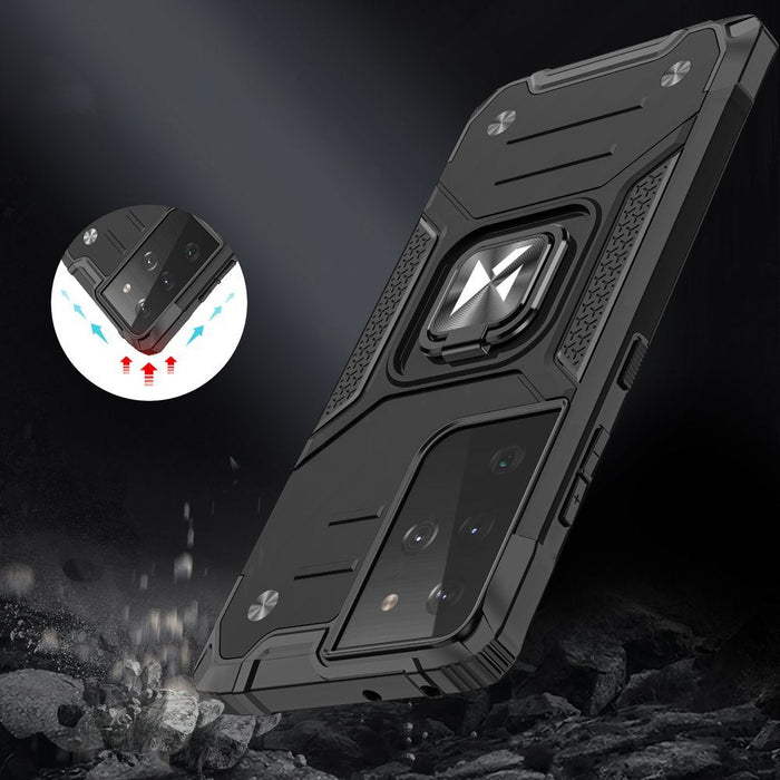 Wozinsky Ring Armor tough hybrid case cover + magnetic holder for Samsung Galaxy S22 Ultra black - Cell phone cases