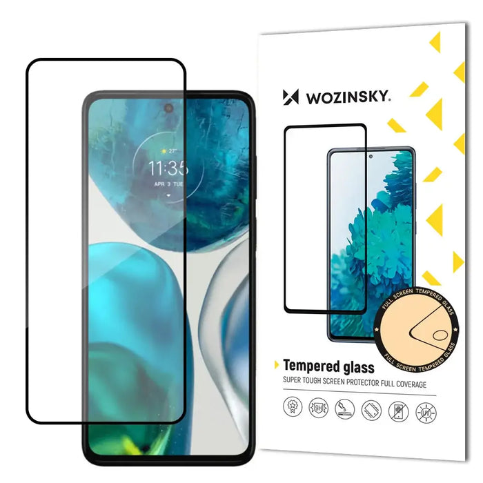 Wozinsky Super Durable Full Glue Full Screen Tempered Glass with Frame Case Friendly Motorola Moto G52 Black - Cell