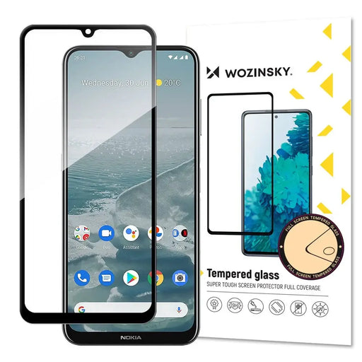 Wozinsky super durable Full Glue tempered glass full screen with frame Case Friendly Nokia G20 black - Cell phone