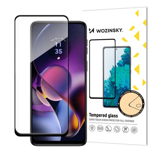 Wozinsky Tempered glass Full Glue for Motorola Moto G54 full screen with frame - black - Cell phone tempered
