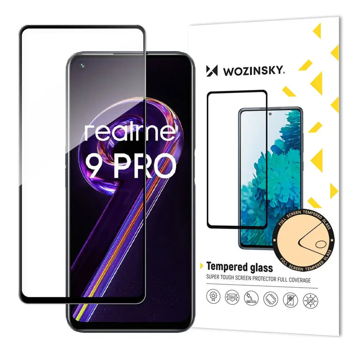 Wozinsky Tempered Glass Full Glue Super Tough Screen Protector Full Coveraged with Frame Case Friendly for Realme 9 Pro