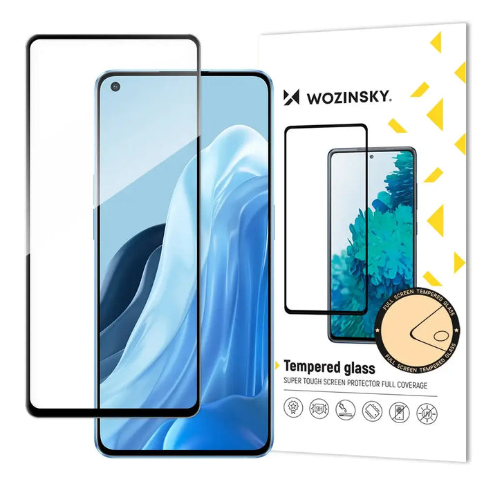 Wozinsky Tempered Glass Full Glue Super Tough Screen Protector Full Coveraged with Frame Case Friendly for Oppo Reno7