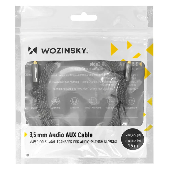 Wozinsky universal mini jack cable 2x AUX cable 3 m black - Audio cables<<<HurtelXML