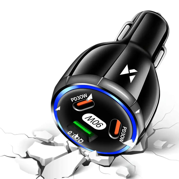 Wozinsky WCCCA car charger 2x USB-C 1x USB-A 90W PD QC - black - Cell phone USB charger<<<HurtelXML