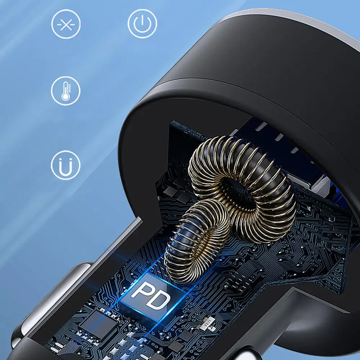 Wozinsky WDCCB Car Charger with Display 50W 2xUSB-C / 2xUSB-A - Black - Cell phone USB charger<<<HurtelXML