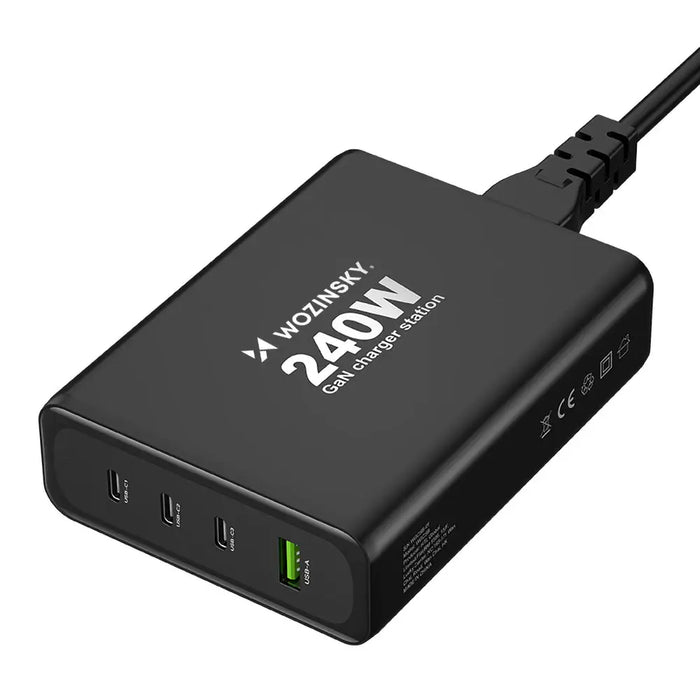 Wozinsky WGCSB 240W GaN Wall Charger USB-A / 3 x USB-C - Black - Cell phone USB charger<<<HurtelXML