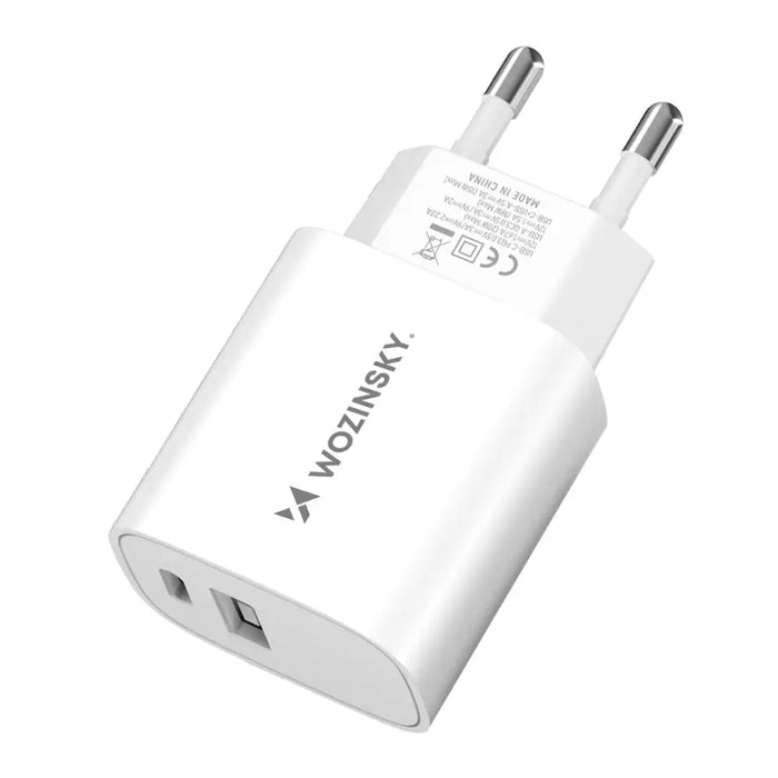 Wozinsky WGWCW USB-A USB-C 20W wall charger - white - Cell phone USB charger<<<HurtelXML