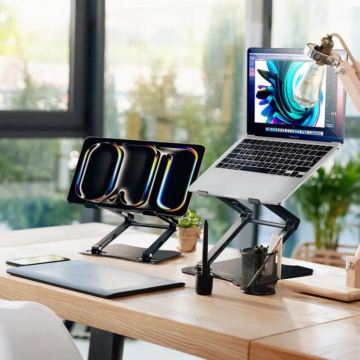 Wozinsky WRS-CPY75DSB Aluminum Laptop and Tablet Stand + Free Smartphone Stand - Black - Stands and tables