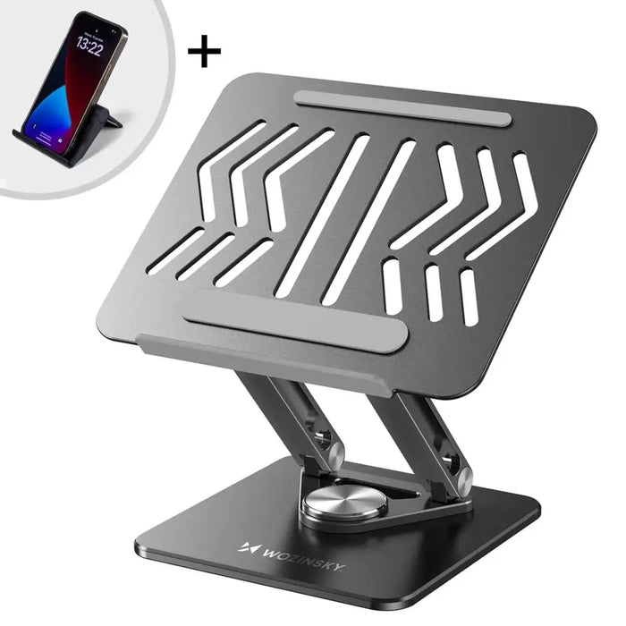 Wozinsky WRS-CPY84SB 360 Aluminum Laptop and Tablet Stand + Free Smartphone Stand - Black - Stands and tables