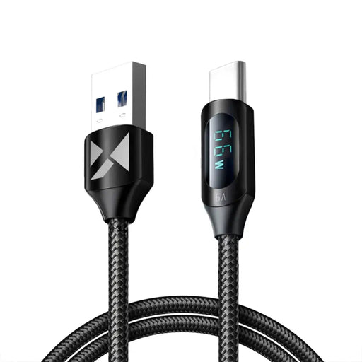 Wozinsky WUACC1 USB A - USB C Cable with Display 66W 6A 1m - Black - Cell phone cables<<<HurtelXML
