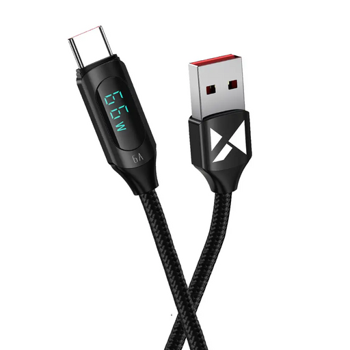 Wozinsky WUACC2 USB A - USB C Cable with Display 66W 6A 2m - Black - Cell phone cables<<<HurtelXML