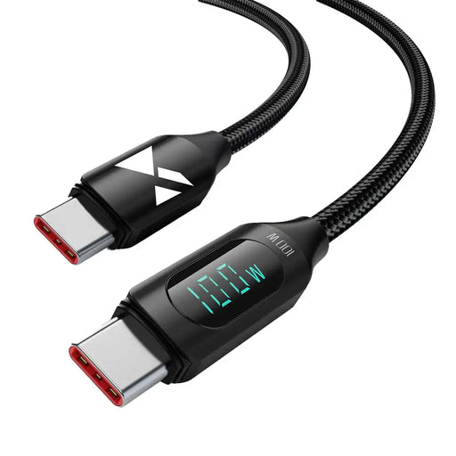Wozinsky WUCCC1 USB-C - USB-C PD 100W 480Mb/s cable 1m with display - black - Cell phone cables<<<HurtelXML