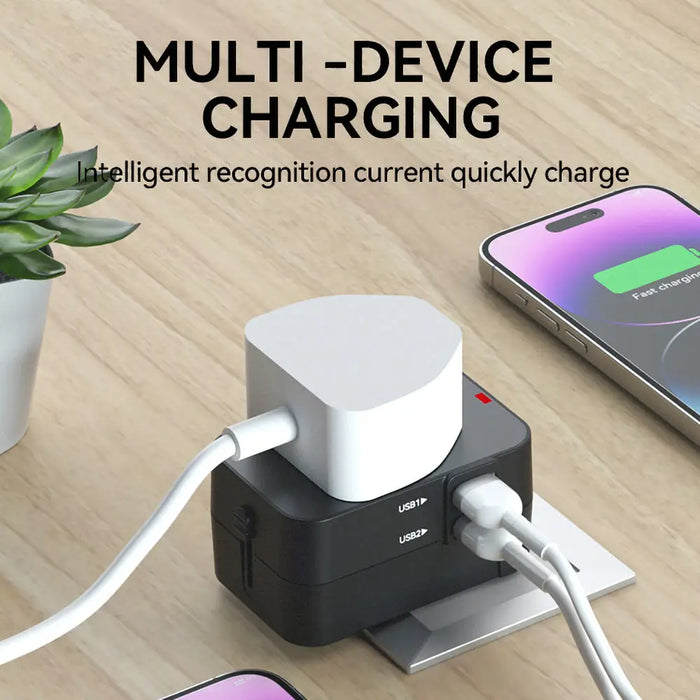 Wozinsky WUTWC travel adapter universal 24W EU / US / AUS / UK / 2x USB-A - black - Cell phone USB charger<<<HurtelXML