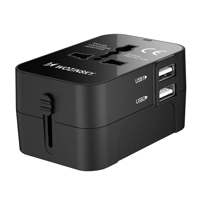 Wozinsky WUTWC travel adapter universal 24W EU / US / AUS / UK / 2x USB-A - black - Cell phone USB charger<<<HurtelXML