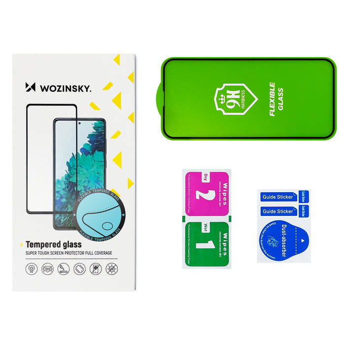 Wozinsky Full Cover Flexi Nano Glass tempered glass for iPhone 14 Pro flexible with a black frame