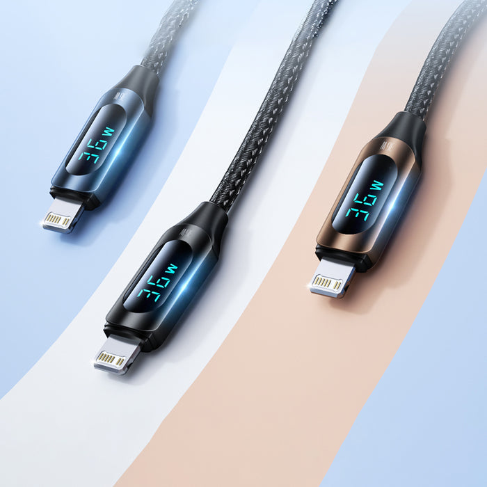 Wozinsky WUCLC2 Lightning - USB-C 36W 480Mb/s cable 2m with display - black