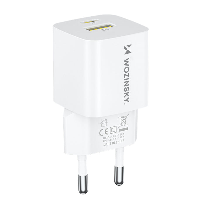 Wozinsky WWCEAC GaN USB-A USB-C 33W wall charger - white
