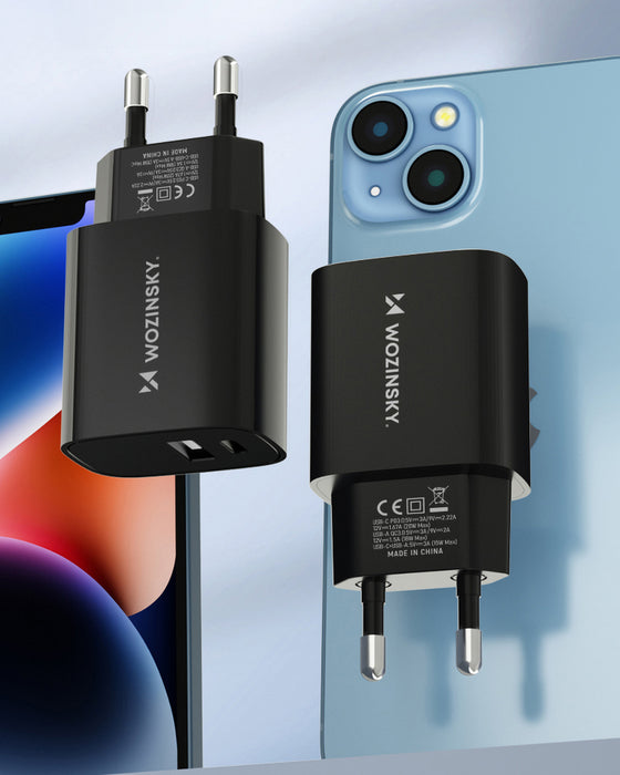 Wozinsky WGWCB USB-A USB-C 20W wall charger - black