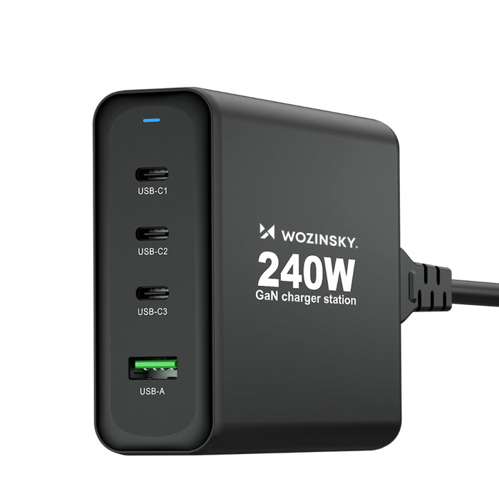 Wozinsky WGCSB 240W GaN Wall Charger USB-A / 3 x USB-C - Black