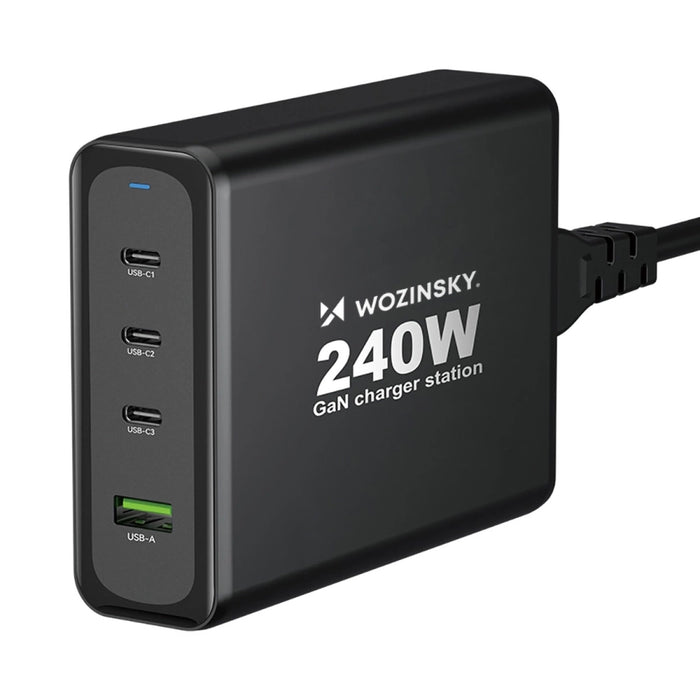 Wozinsky WGCSB 240W GaN Wall Charger USB-A / 3 x USB-C - Black