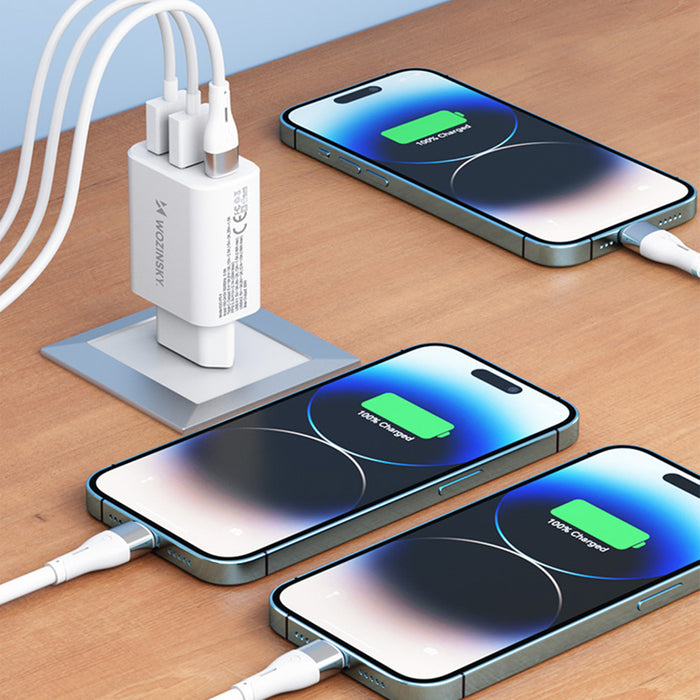Wozinsky CWCUCW 30W USB-C / 2 x USB-A wall charger - white