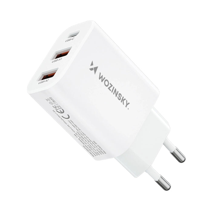 Wozinsky CWCUCW 30W USB-C / 2 x USB-A wall charger - white