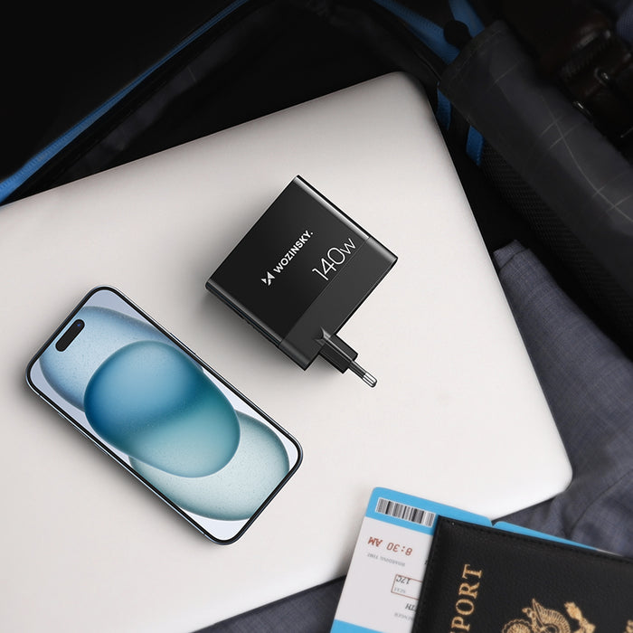 GaN Wozinsky CGWCB 140W Wall Charger 3 x USB-C / 2 x USB-A - Black