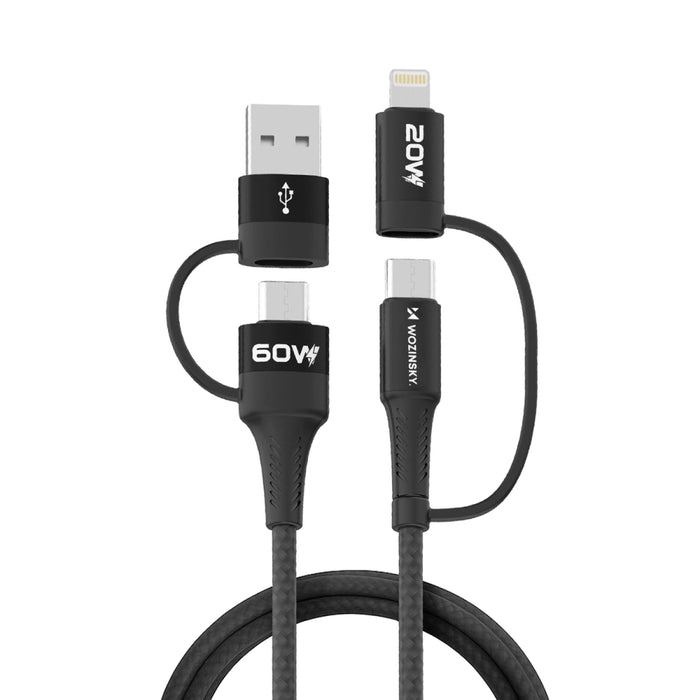 Wozinsky WNBAA 4in1 cable 2x USB-C 1x USB-A 1x Lightning 60W 1 m - black
