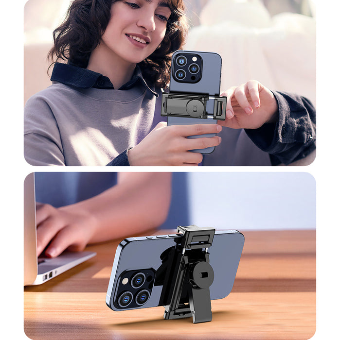 Selfie stick WC1Y2S 1.3m aluminum alloy telescopic tripod with phone holder - black