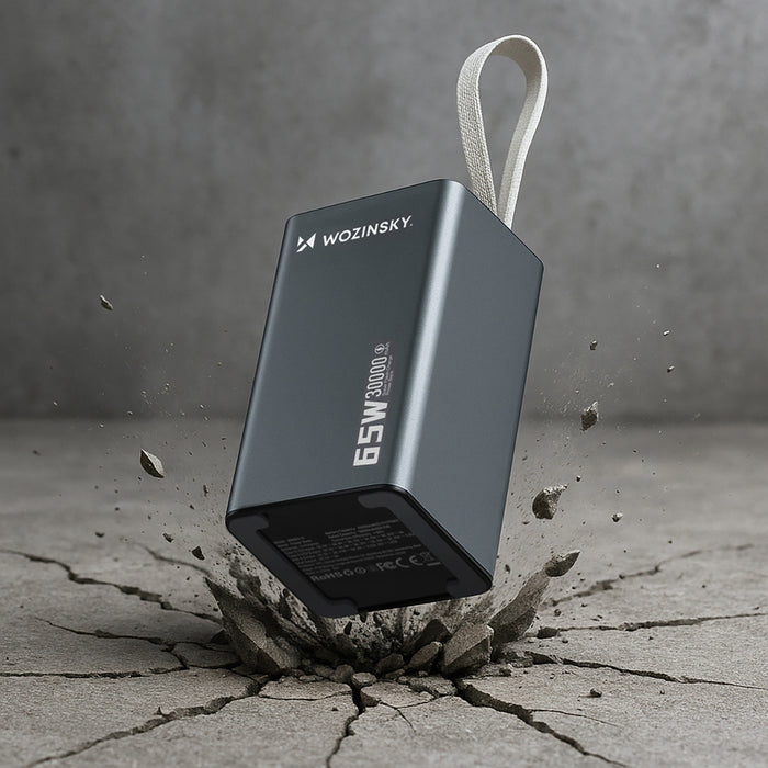Powerbank Wozinsky K65+ 65W 30000mAh 2x USB-C, 1x USB-A 65W - gray