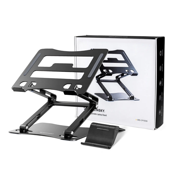 Wozinsky WRS-CPY75DSB Aluminum Laptop and Tablet Stand + Free Smartphone Stand - Black