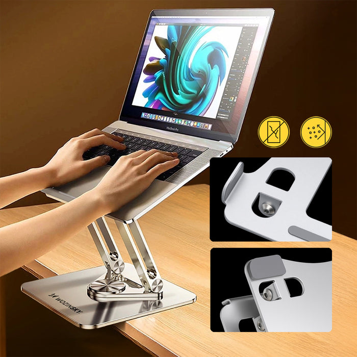 Wozinsky WRS-CPY84SS Aluminum Laptop and Tablet Stand + Free Smartphone Stand - Silver