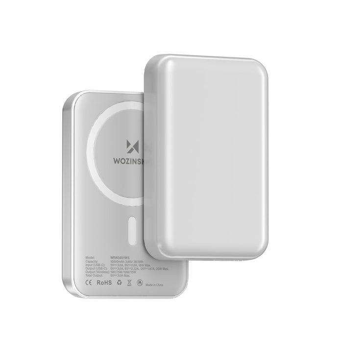 Wozinsky WRW349YWS 10000 mAh Magnetic Power Bank - White