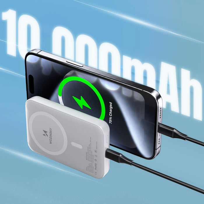 Wozinsky WRW349YWS 10000 mAh Magnetic Power Bank - White