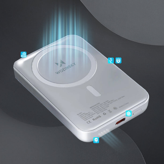 Wozinsky WRW349YWS 10000 mAh Magnetic Power Bank - White