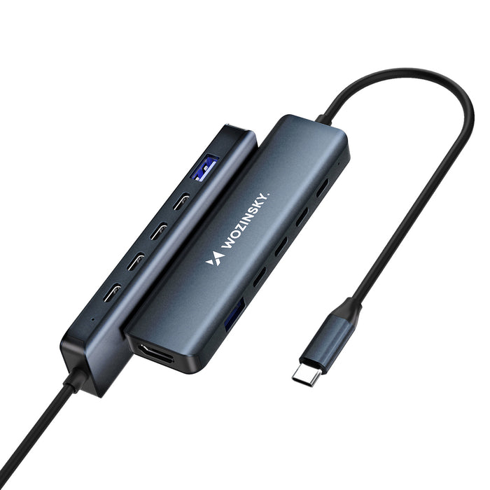 USB-C 6 in 1 Hub Wozinsky WHBC10Y4S Multifunctional, Aluminum, with 25 cm Cable - Gray