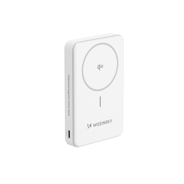 Powerbank Wozinsky WLWP-10KA0Y3WS 22.5W PD Qi2 10000 mAh, with stand, 1x USB-A, 1x USB-C - white