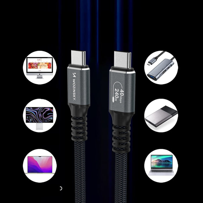 Wozinsky WPS-UY42S USB-C USB4 Cable 40Gb/s 240W 2m 4K - Black