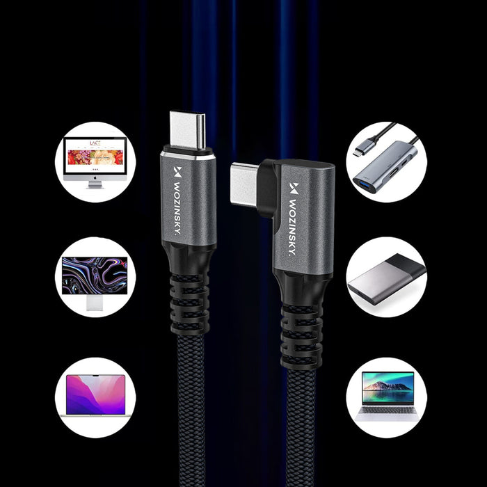 Wozinsky WPS3-UY41S USB-C USB4 40Gb/s 240W 1m 4K Angled Cable - Black