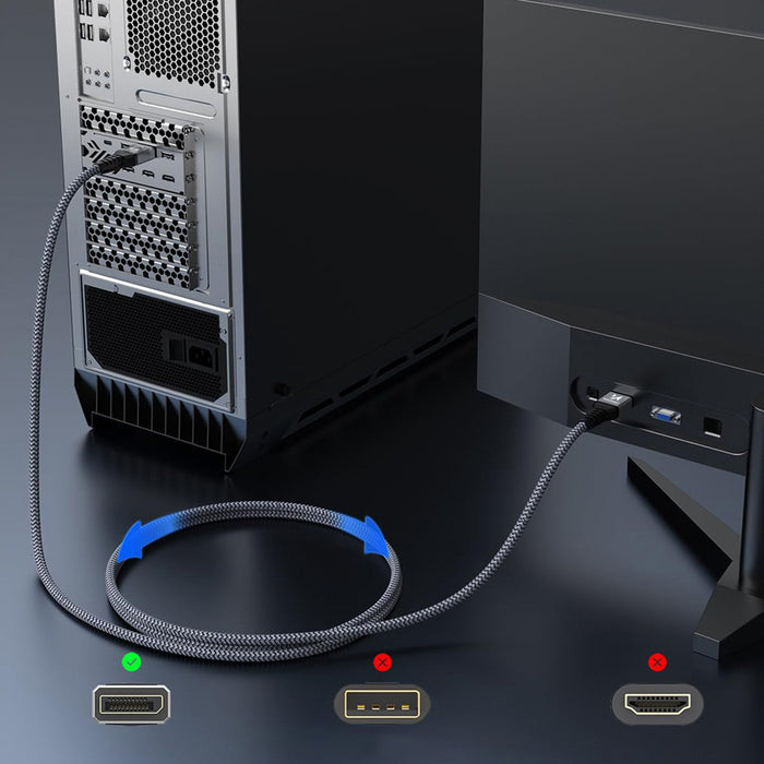 Wozinsky WPS-16AYL1S DisplayPort 2.1 Cable 80 Gb/s 16K@60Hz 8K@120Hz 4K@240Hz HDR HDCP DSC 1m - Black