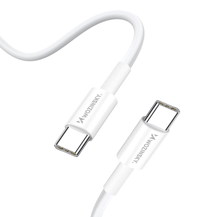 Wozinsky GaN 65W Charger with USB-A 2xUSB-C Ports with 65W USB-C Cable - White