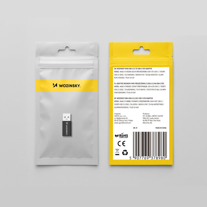 Wozinsky WAAC-01 USB-A - USB-C OTG Adapter - Black